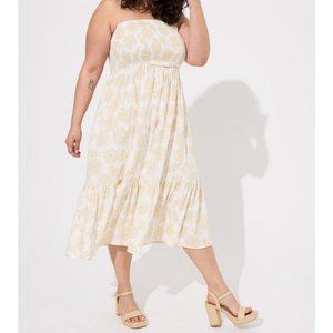 Torrid NWT Midi Double Gauze Smocked Tiered Floral Tube Dress Size 5X Summertime
